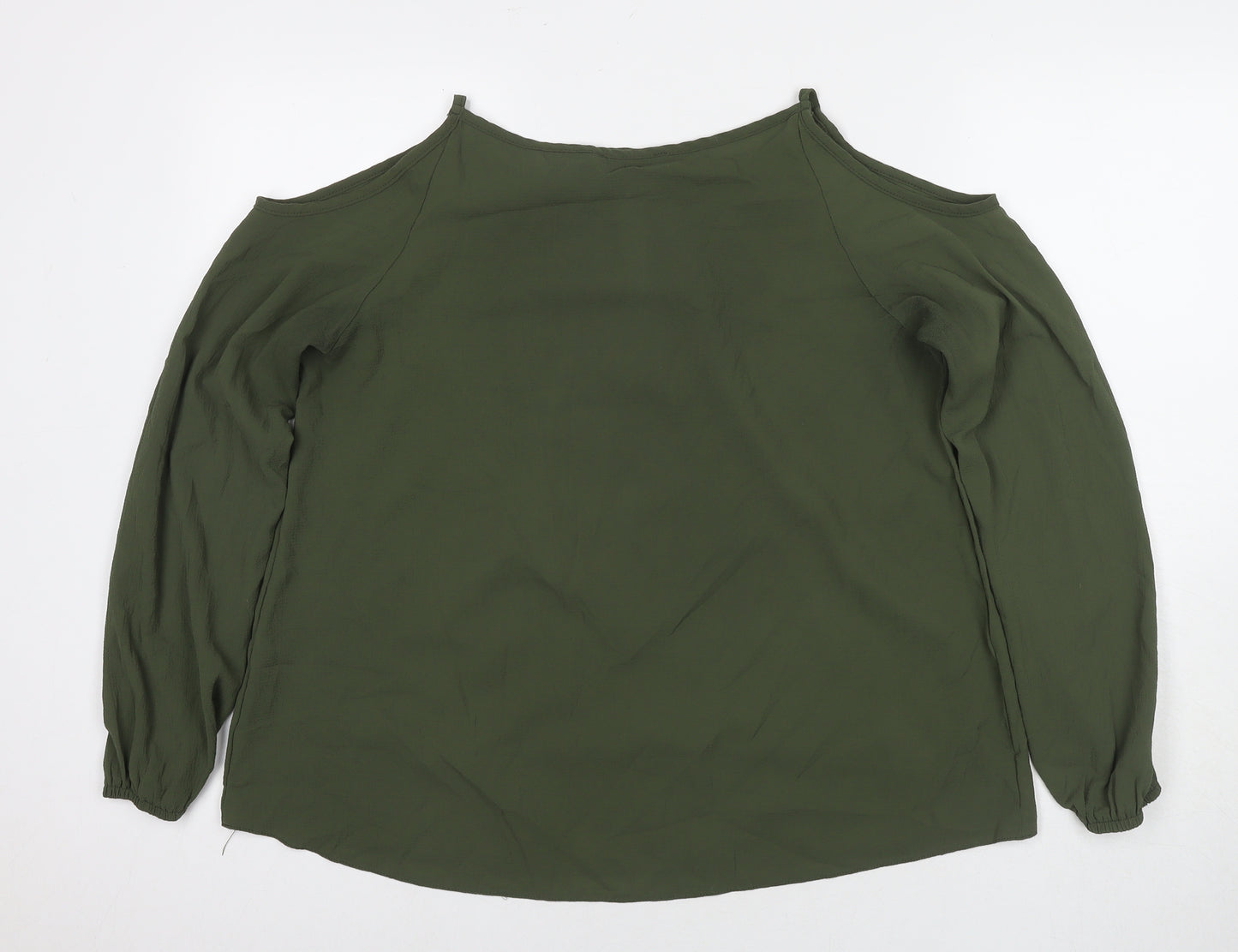 Select Womens Green Polyester Basic Blouse Size 18 Round Neck