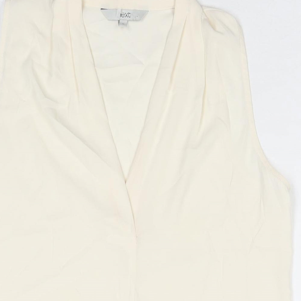 NEXT Womens White Polyester Basic Tank Size 10 V-Neck