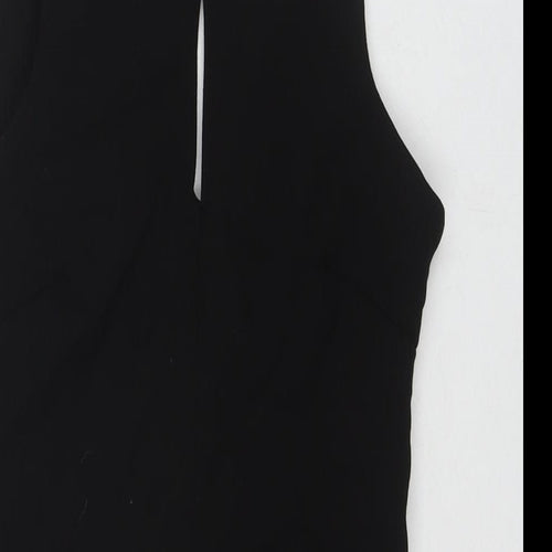 Classic Tricot Womens Black Polyester Bodycon Size S V-Neck Zip - Size S/M