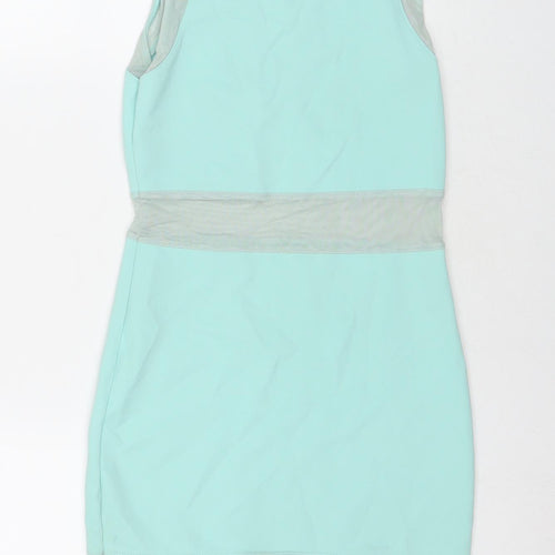 Topshop Womens Blue Polyester Bodycon Size 8 Round Neck Pullover