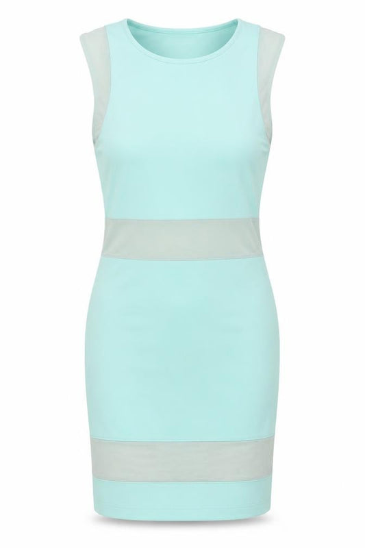 Front view of Topshop women’s blue polyester bodycon, size UK 8, round neck pullover