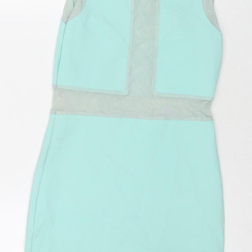 Topshop Womens Blue Polyester Bodycon Size 8 Round Neck Pullover