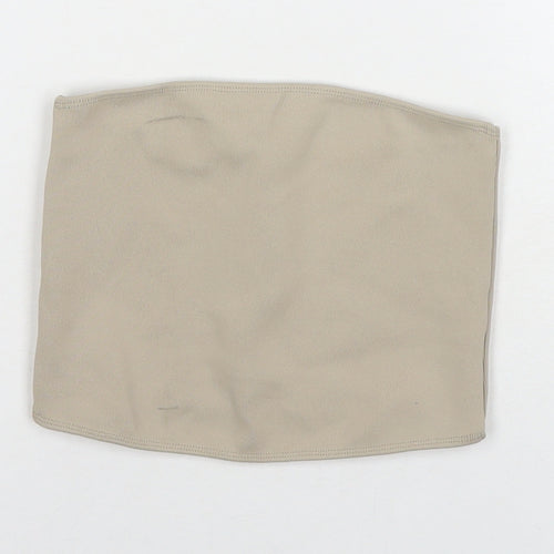 Zara Womens Beige Polyester Basic Tank Size S Square Neck - Strapless
