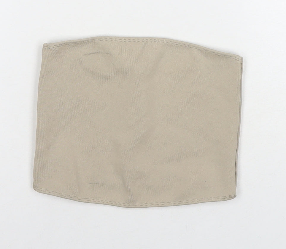 Zara Womens Beige Polyester Basic Tank Size S Square Neck - Strapless