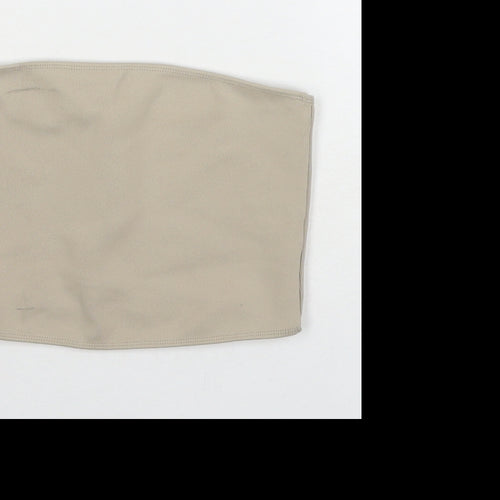 Zara Womens Beige Polyester Basic Tank Size S Square Neck - Strapless