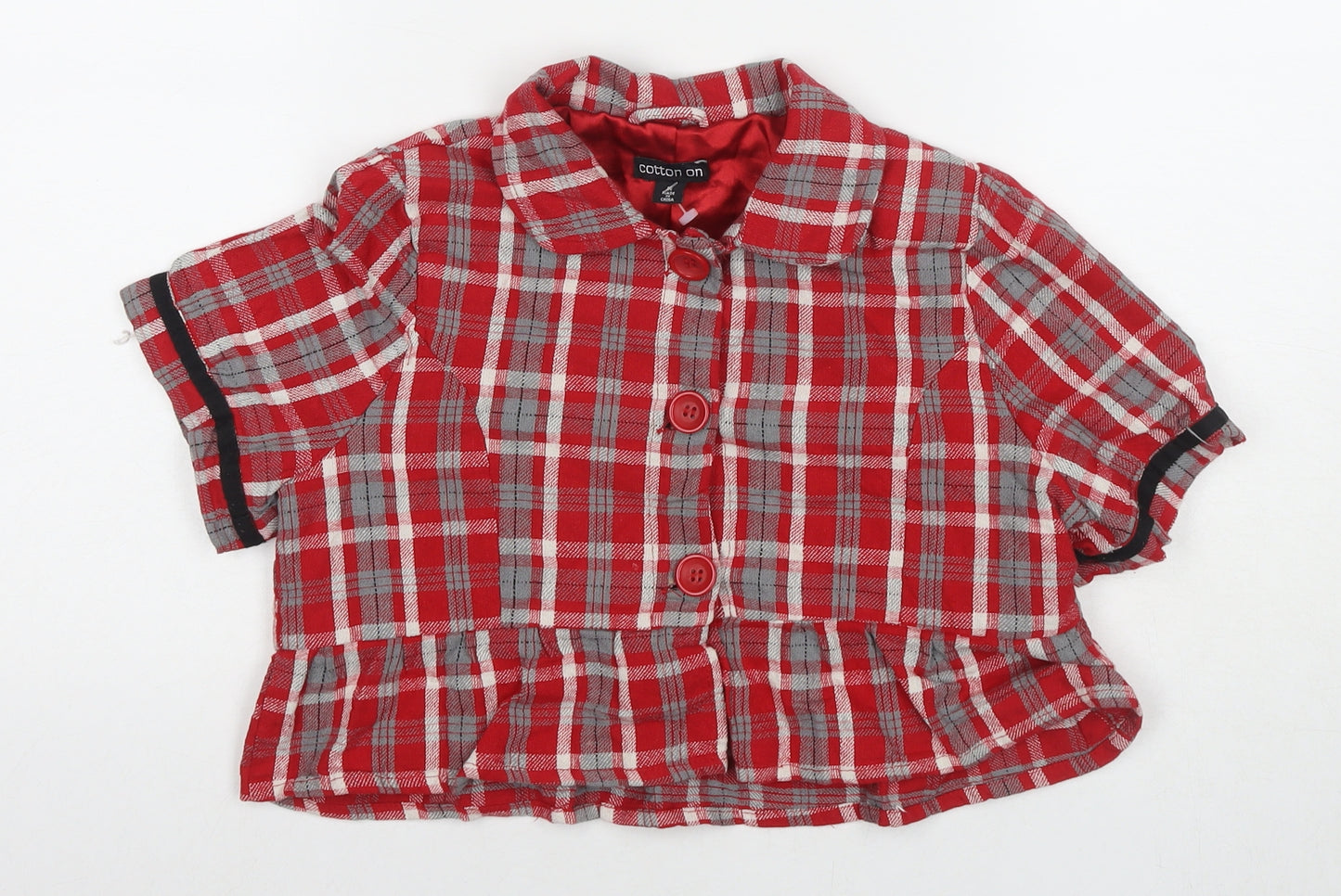 Cotton On Womens Red Check Jacket Blazer Size M Button