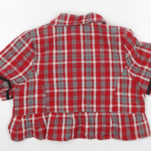 Cotton On Womens Red Check Jacket Blazer Size M Button