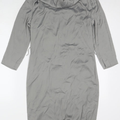 H&M Womens Grey Polyester A-Line Size 6 Cowl Neck Button
