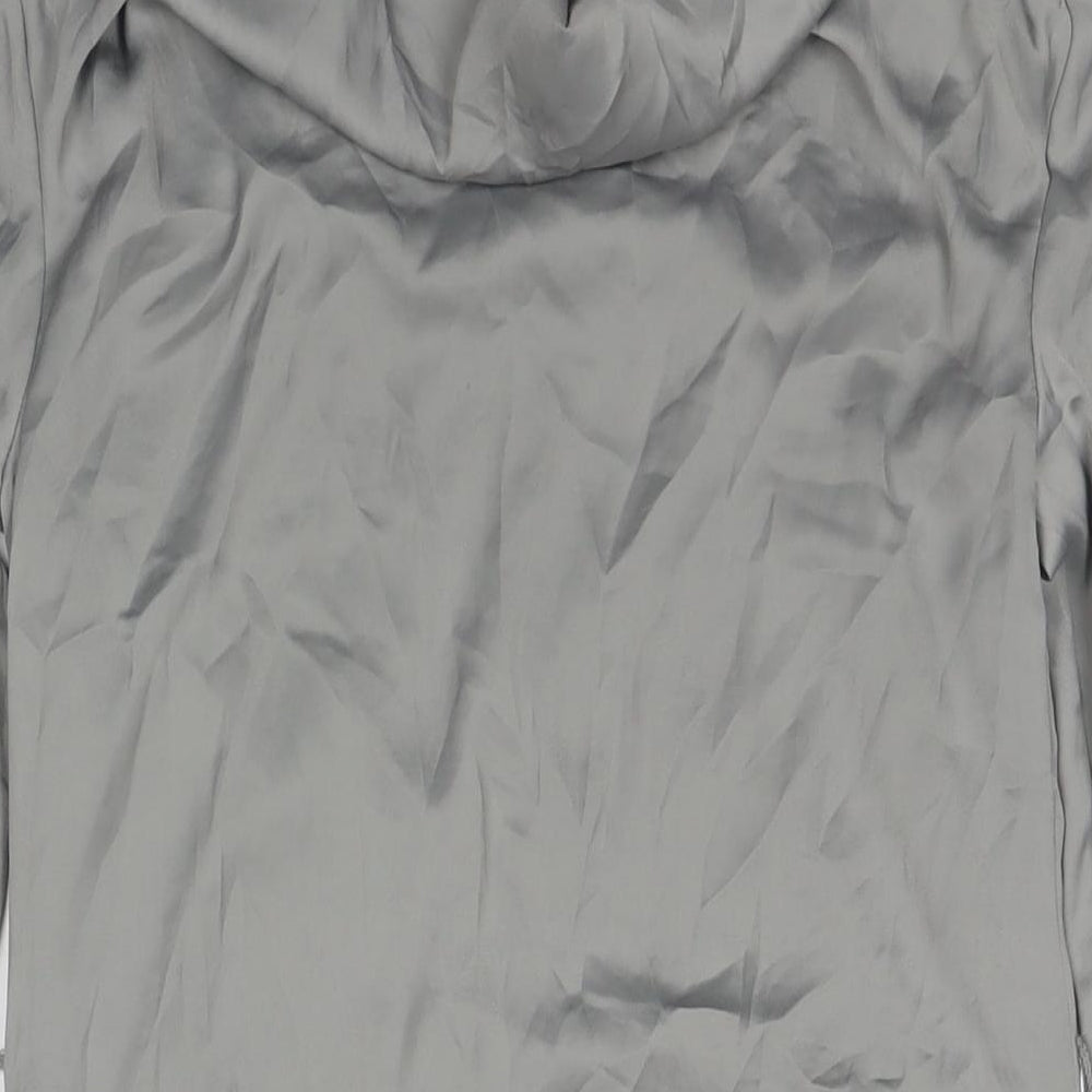 H&M Womens Grey Polyester A-Line Size 6 Cowl Neck Button