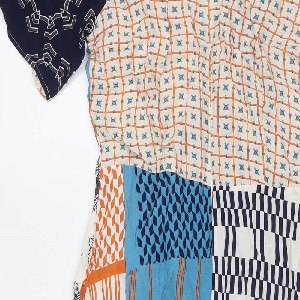 Principles Womens Multicoloured Geometric Viscose Maxi Size 8 Round Neck Button