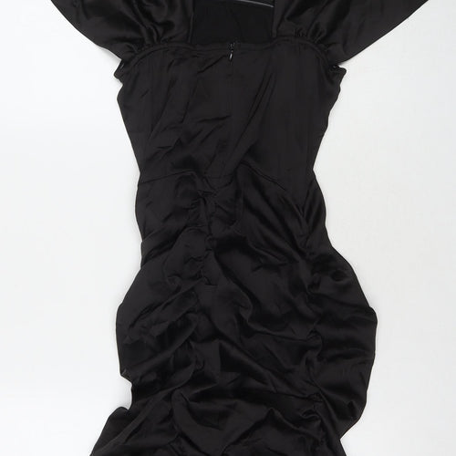 PARISIAN SIGNATURE Womens Black Polyester A-Line Size 12 V-Neck Zip