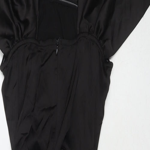 PARISIAN SIGNATURE Womens Black Polyester A-Line Size 12 V-Neck Zip