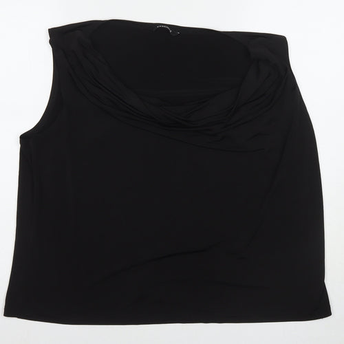 essence Womens Black Polyester Basic Tank Size 24 Round Neck