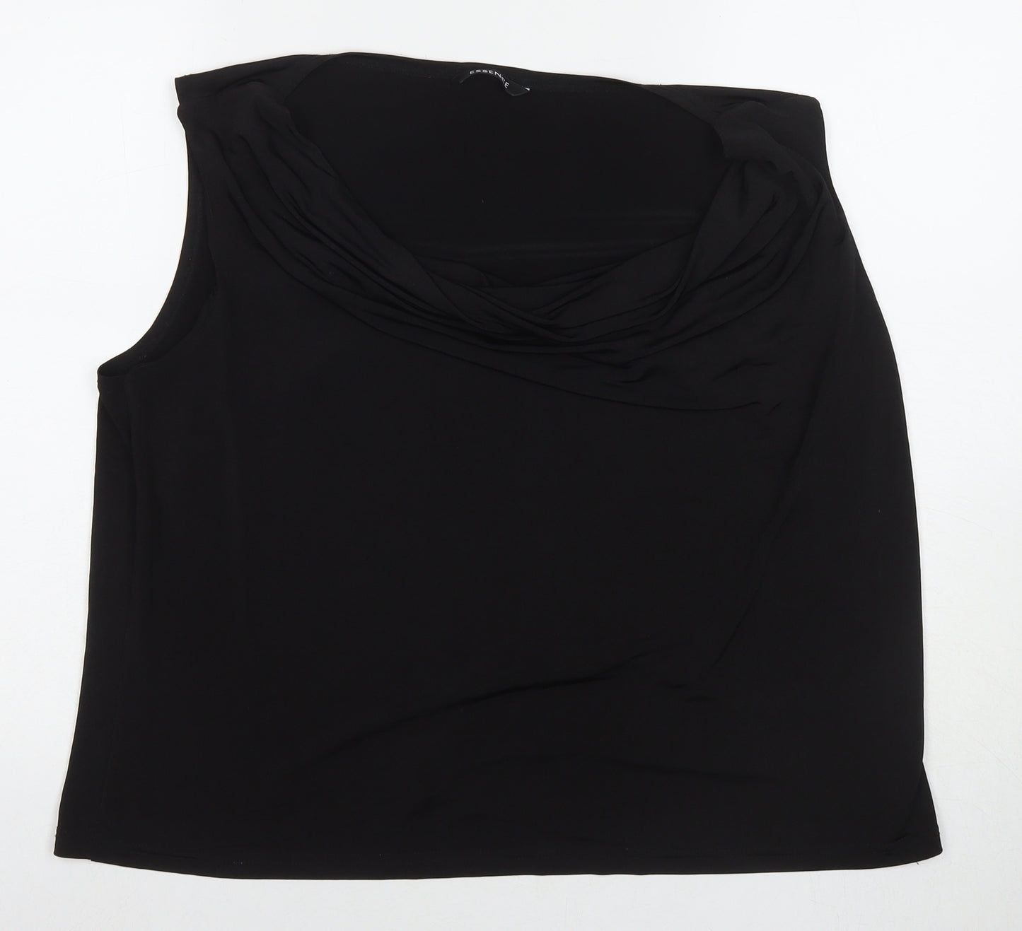 essence Womens Black Polyester Basic Tank Size 24 Round Neck