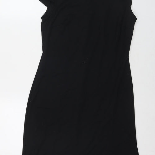 Marks and Spencer Womens Black Polyester A-Line Size 12 Round Neck Zip