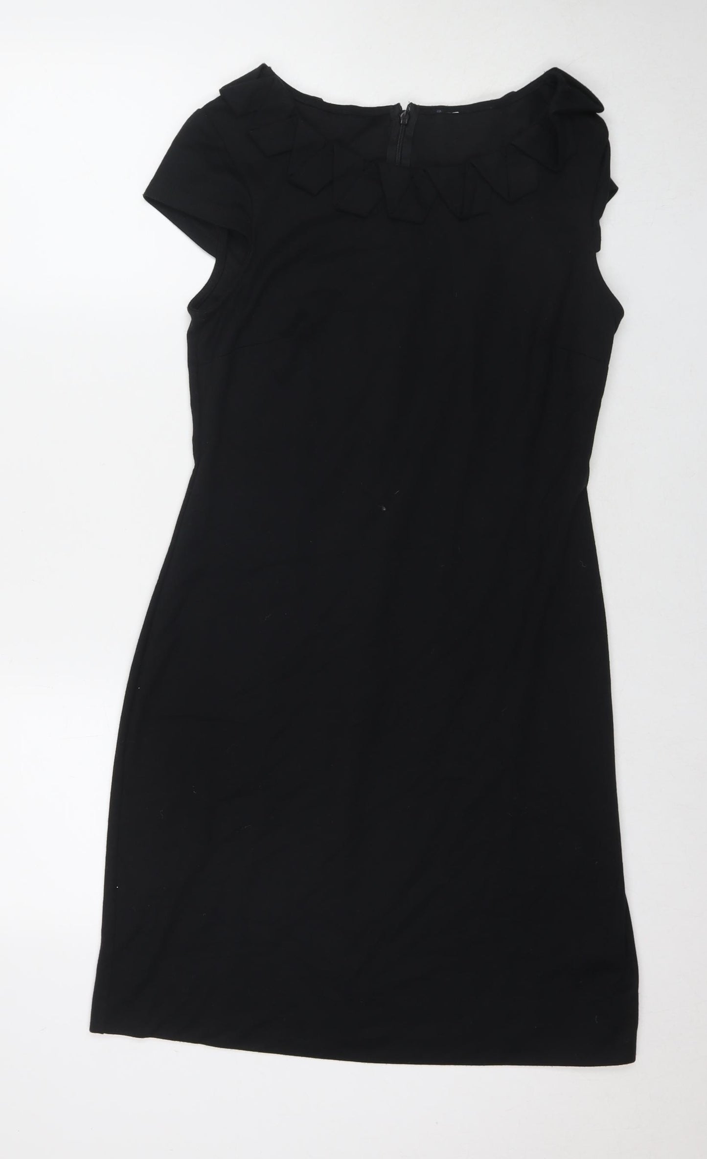 Marks and Spencer Womens Black Polyester A-Line Size 12 Round Neck Zip