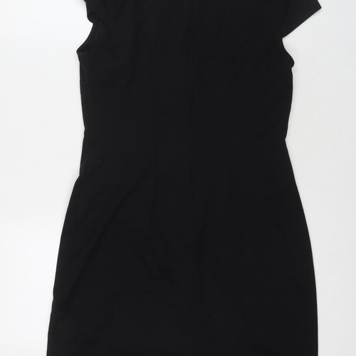 Marks and Spencer Womens Black Polyester A-Line Size 12 Round Neck Zip