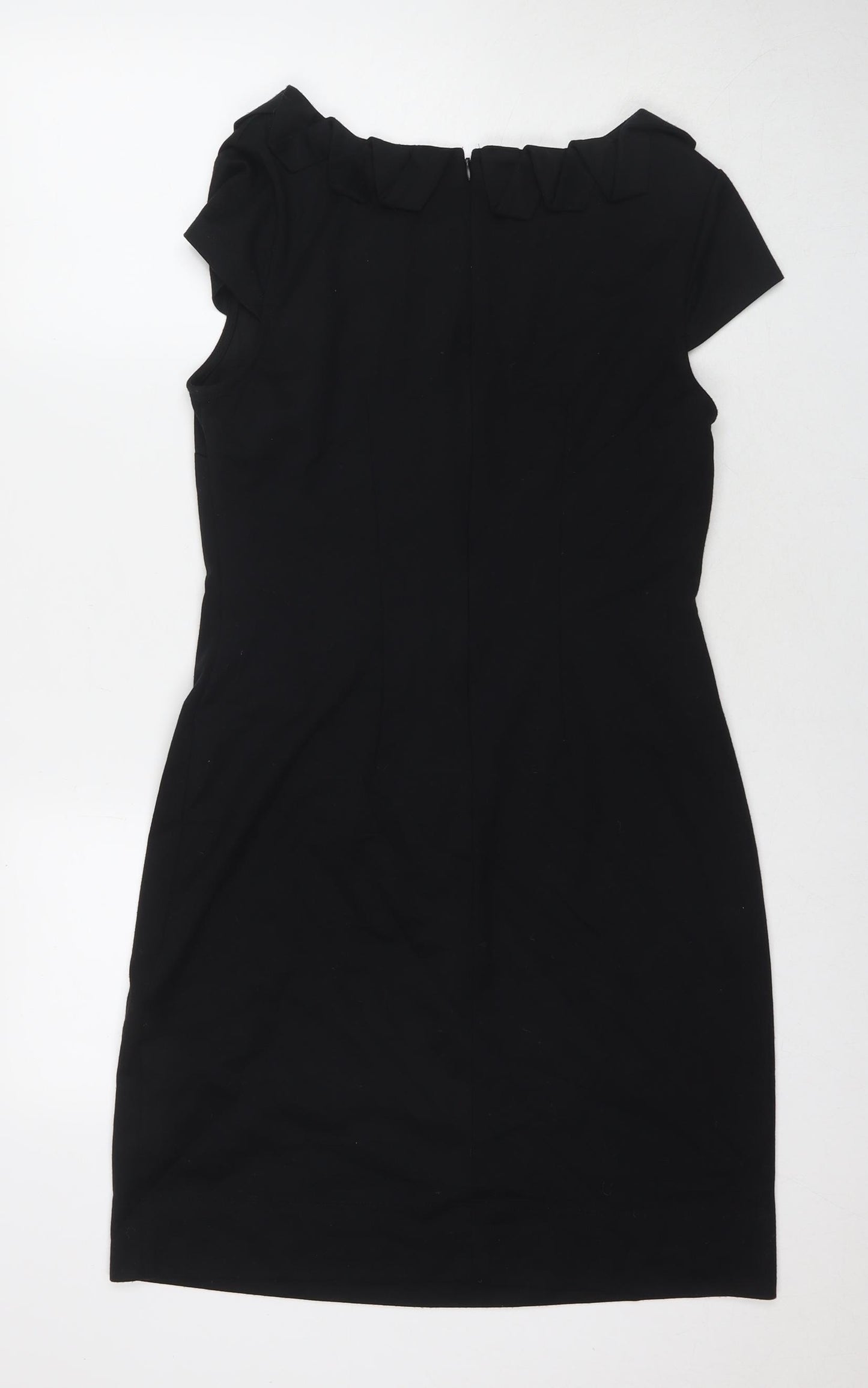 Marks and Spencer Womens Black Polyester A-Line Size 12 Round Neck Zip