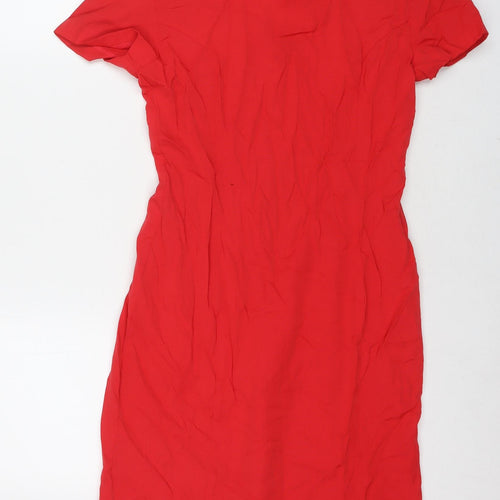 Jennifer James Womens Red Viscose A-Line Size 4 Round Neck Zip