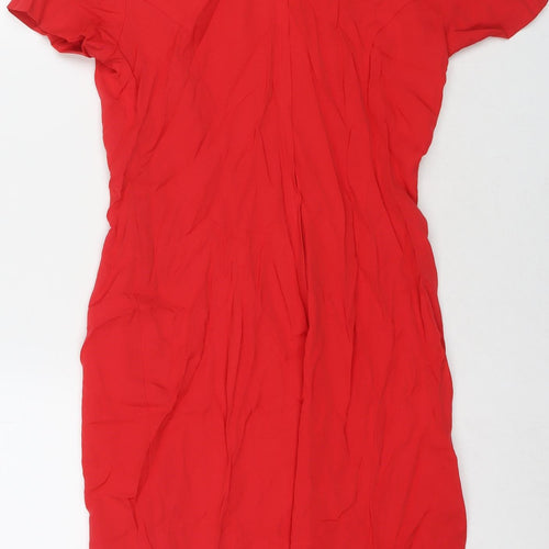 Jennifer James Womens Red Viscose A-Line Size 4 Round Neck Zip
