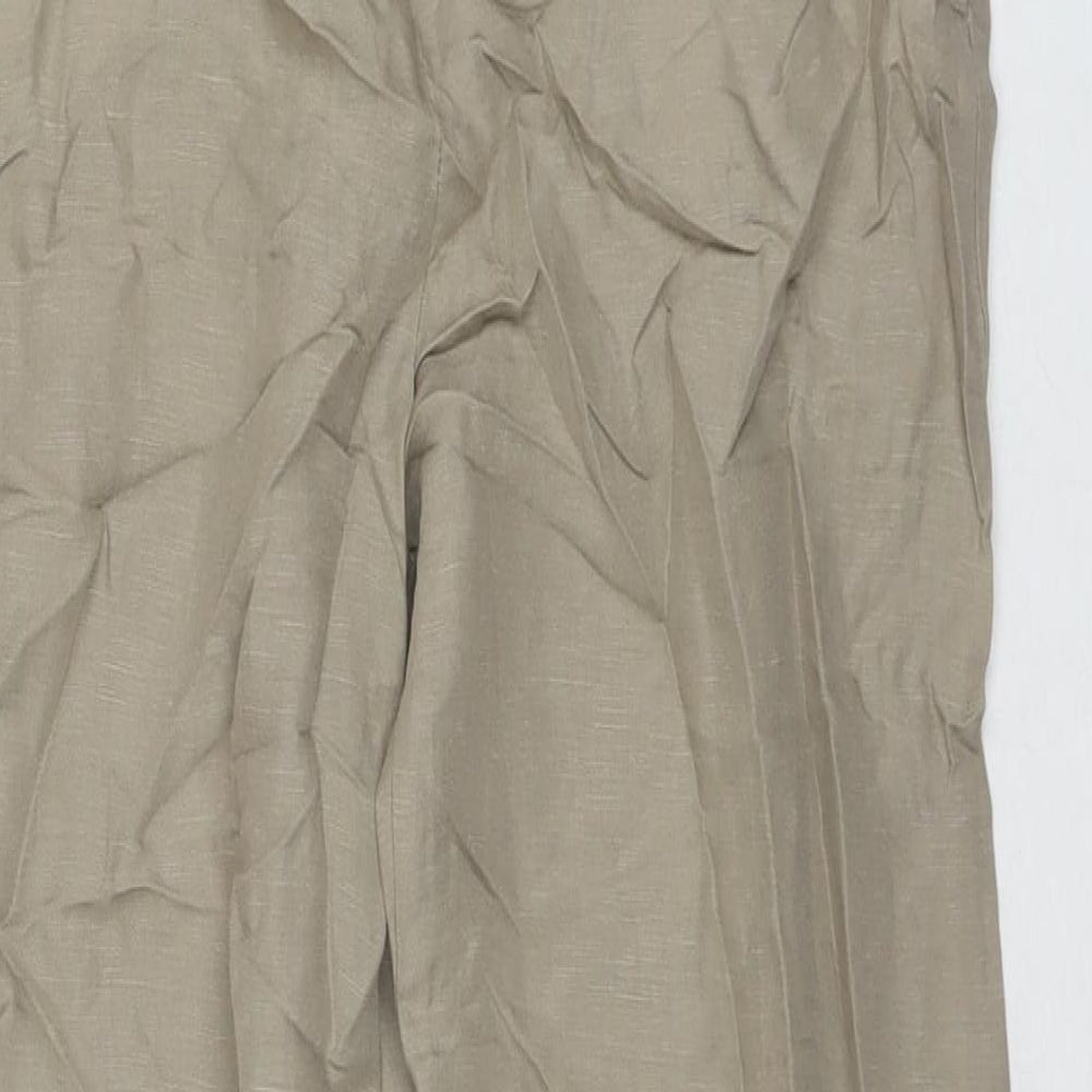 Zara Womens Beige Viscose Trousers Size M L30 in Regular Zip