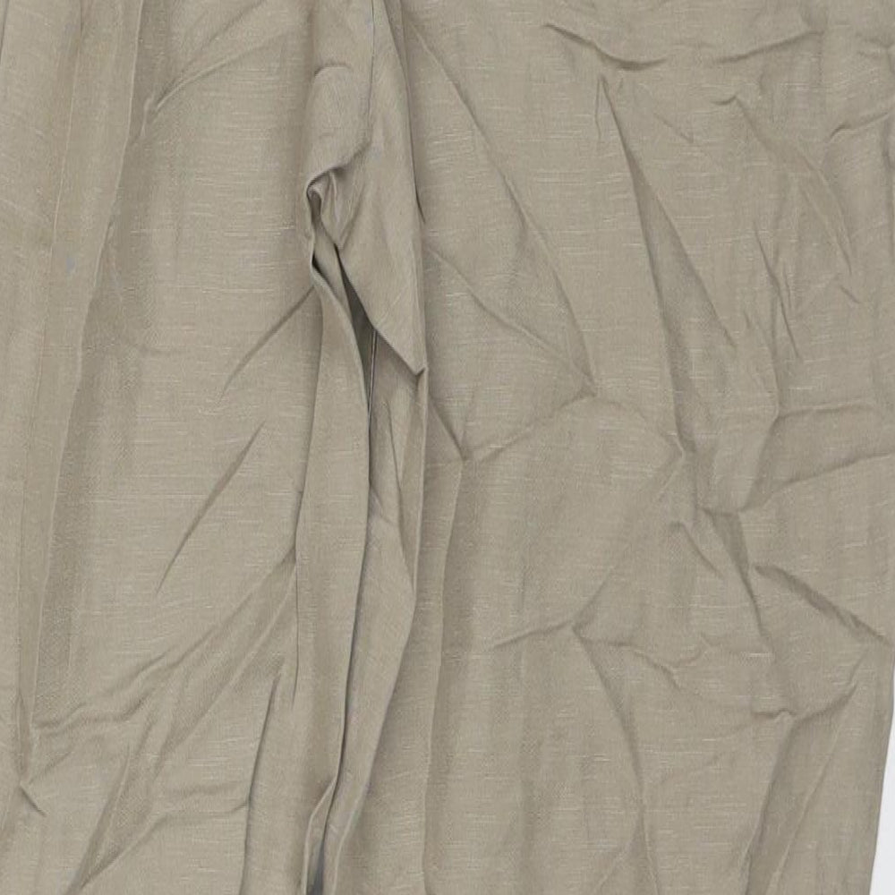 Zara Womens Beige Viscose Trousers Size M L30 in Regular Zip