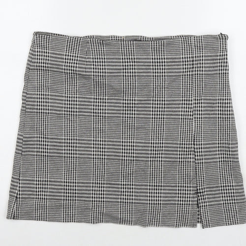 NEXT Womens Black Herringbone Polyester A-Line Skirt Size 16 Zip