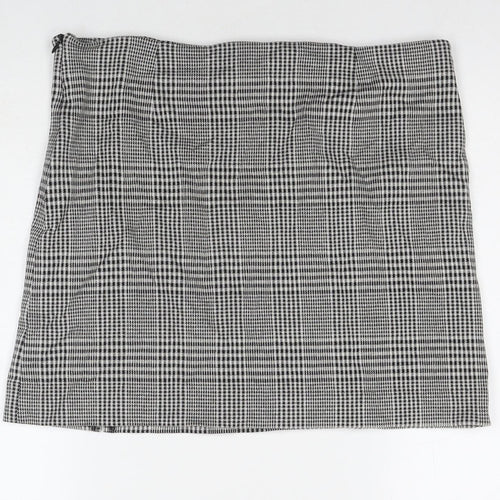 NEXT Womens Black Herringbone Polyester A-Line Skirt Size 16 Zip