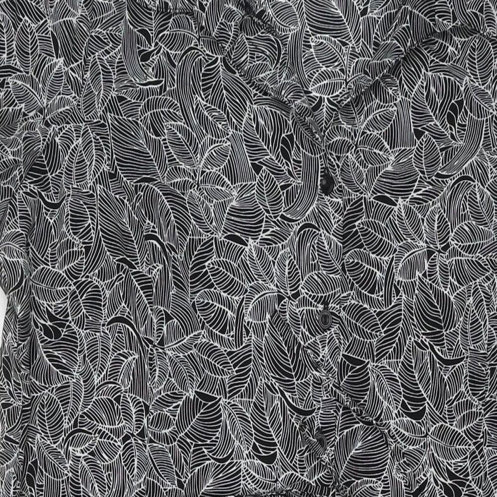 Bonmarché Womens Black Geometric Polyester Shirt Dress Size 22 Collared Button