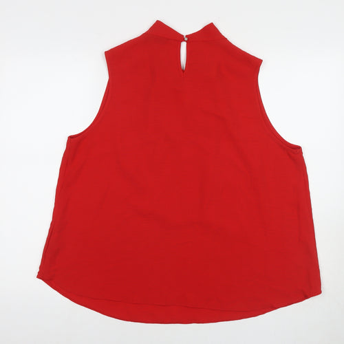 Dorothy Perkins Womens Red Polyester Basic Tank Size 14 Round Neck - Pearl Detail
