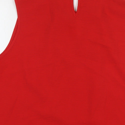 Dorothy Perkins Womens Red Polyester Basic Tank Size 14 Round Neck - Pearl Detail