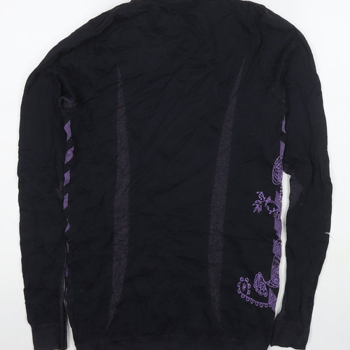 Helly Hansen Womens Black Floral Polyester Basic Casual Size L Round Neck Pullover