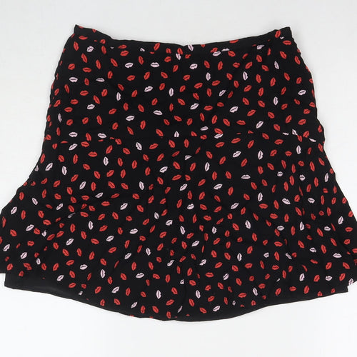 Marks and Spencer Womens Black Polyester A-Line Skirt Size 10 Zip