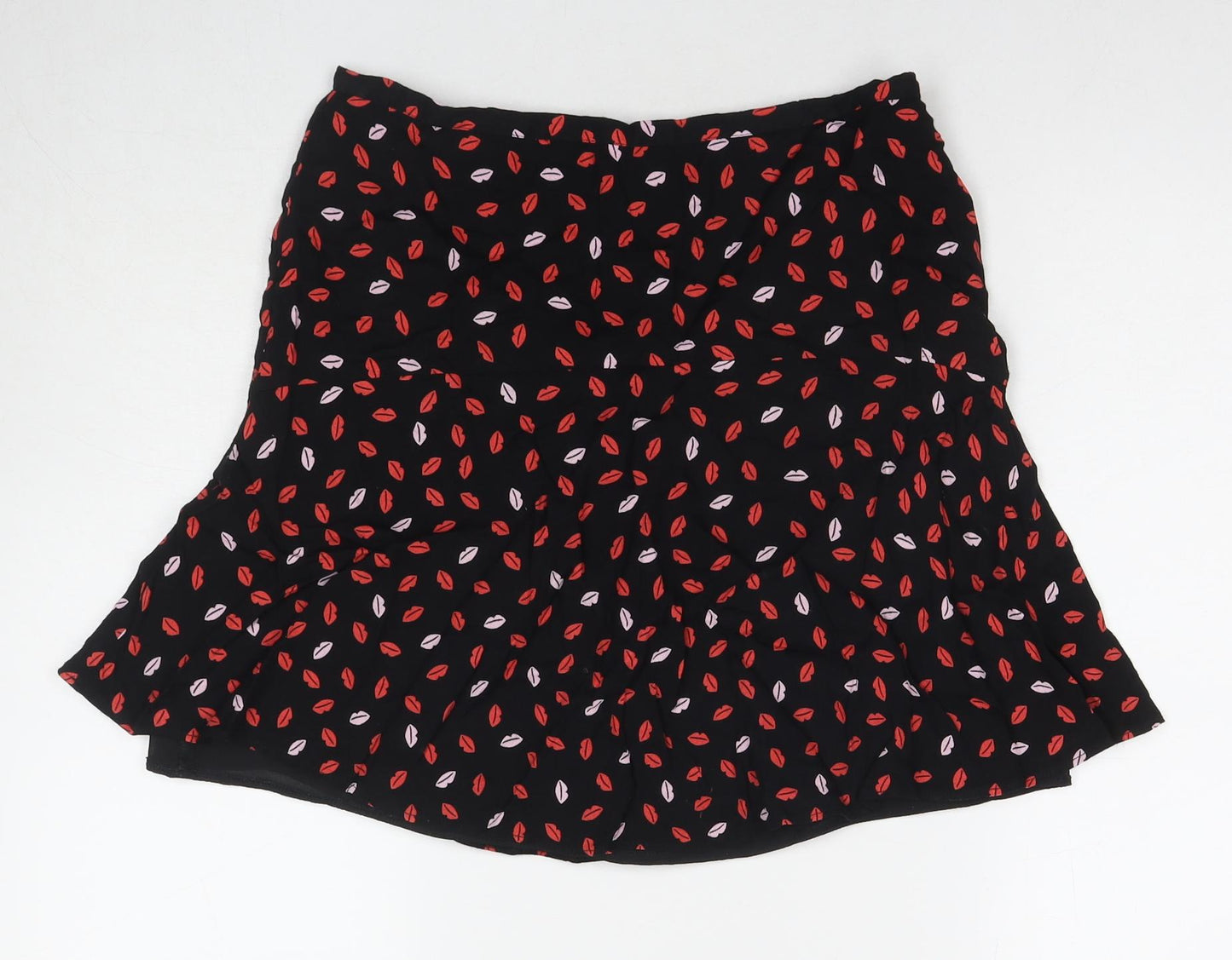 Marks and Spencer Womens Black Polyester A-Line Skirt Size 10 Zip