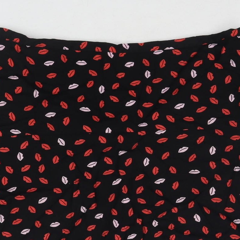 Marks and Spencer Womens Black Polyester A-Line Skirt Size 10 Zip
