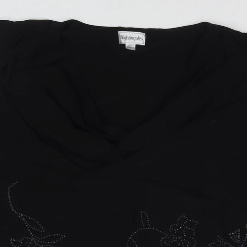 Nightingales Womens Black Polyester Basic Tank Size 30 Round Neck - Beaded Detail