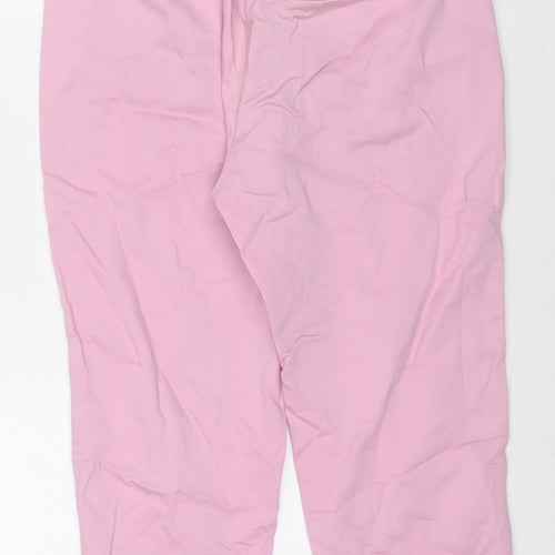 Marks and Spencer Womens Pink Cotton Trousers Size 12 L20 in Regular Zip