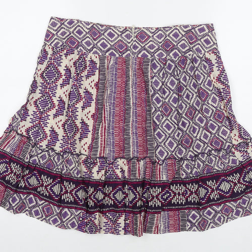 Dorothy Perkins Womens Multicoloured Geometric Cotton A-Line Skirt Size 12 Zip
