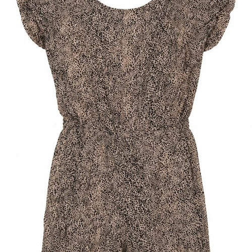 Mango Womens Beige Animal Print Viscose Playsuit One-Piece Size L L3 in Button