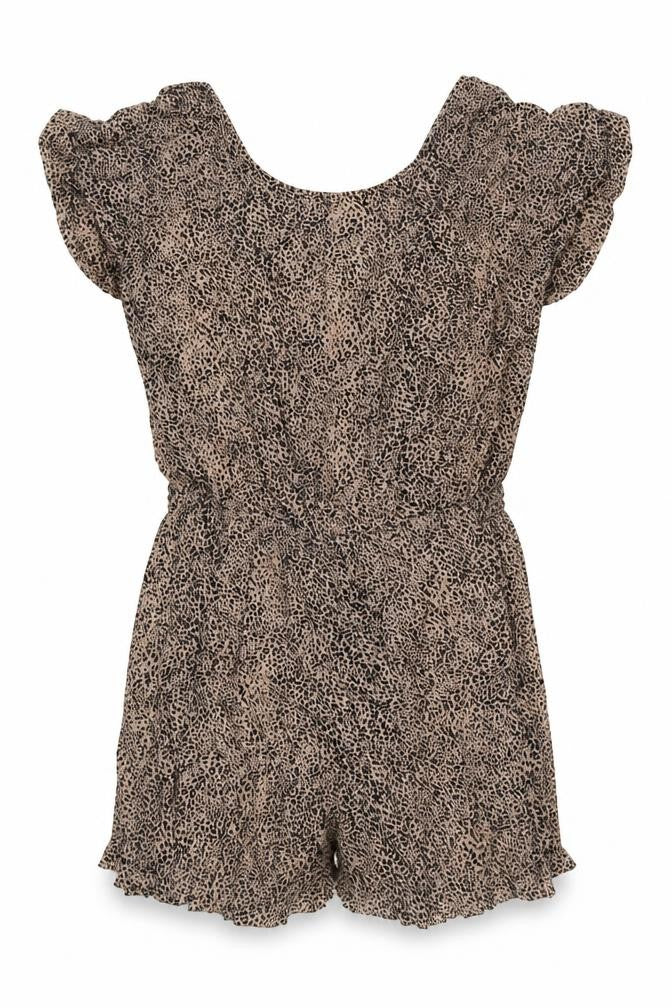 Mango Womens Beige Animal Print Viscose Playsuit One-Piece Size L L3 in Button