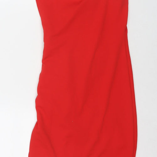 Divided by H&M Womens Red Polyester Mini Size 6 V-Neck Pullover