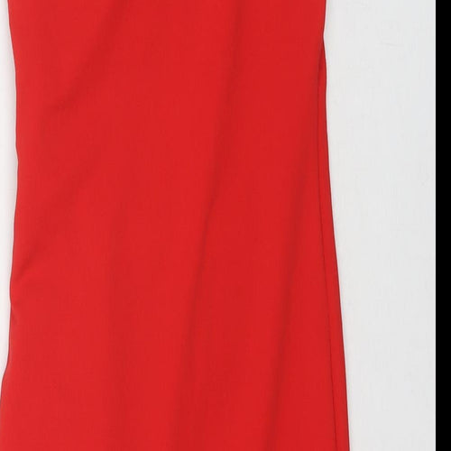 Divided by H&M Womens Red Polyester Mini Size 6 V-Neck Pullover