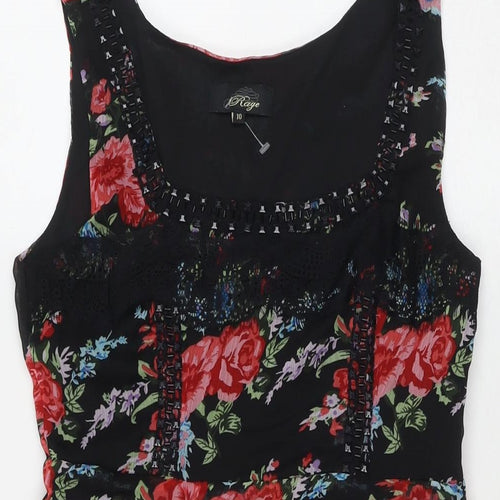 Madam Rage Womens Multicoloured Floral Polyester Fit & Flare Size 10 Scoop Neck Pullover
