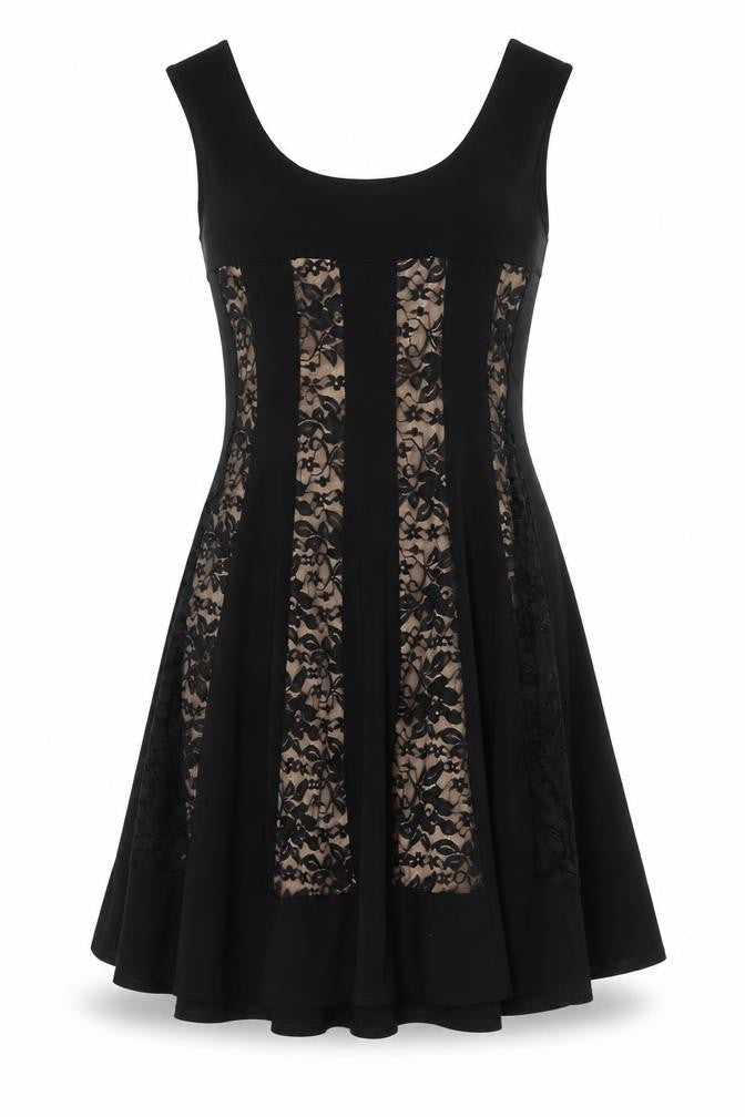 Front view of Connected women’s black polyester a-line, size UK 8, scoop neck pullover