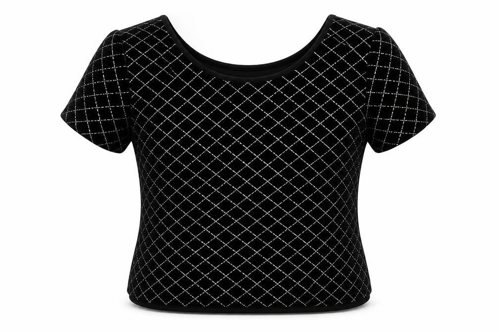 BRLC Womens Black Geometric Acetate Basic Blouse Size 12 Round Neck