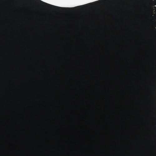 BRLC Womens Black Geometric Acetate Basic Blouse Size 12 Round Neck