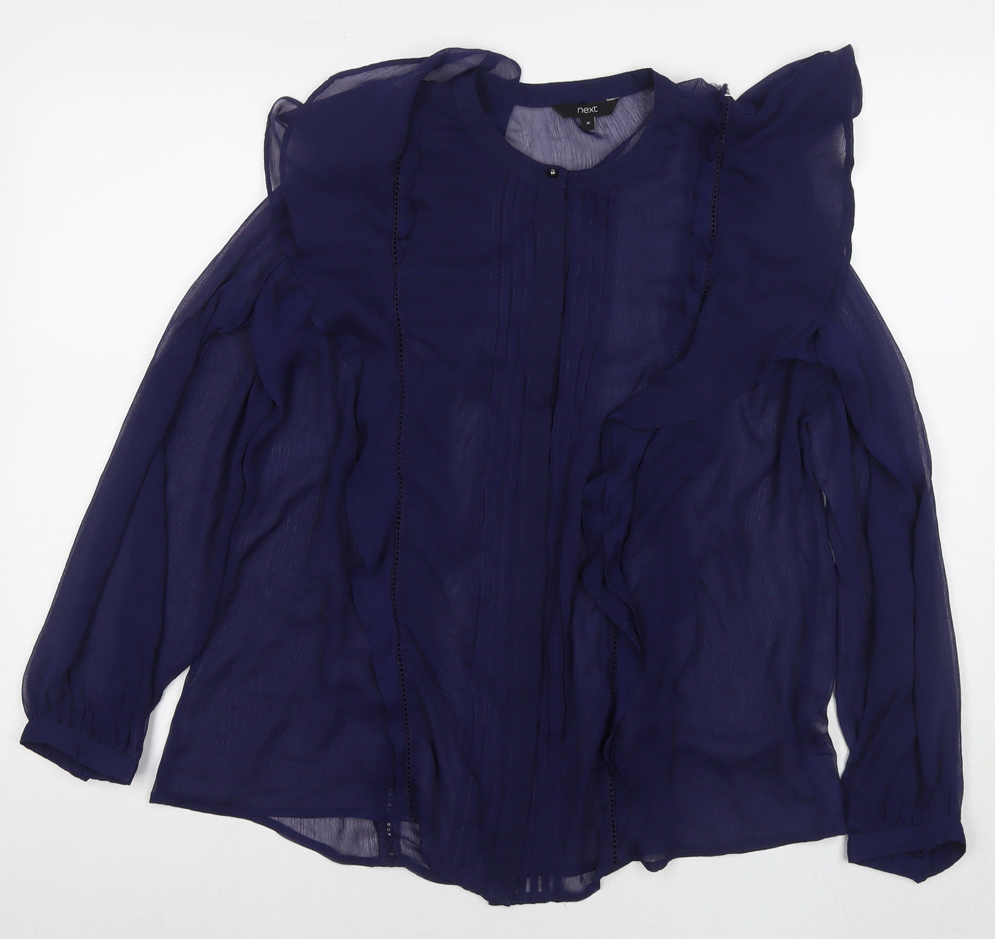 NEXT Womens Blue Polyester Basic Button-Up Size 18 Round Neck