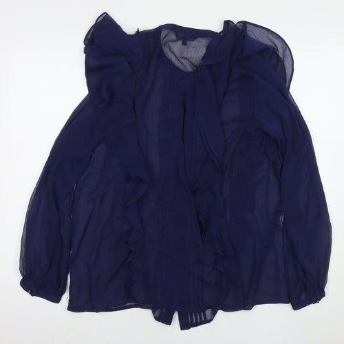NEXT Womens Blue Polyester Basic Button-Up Size 18 Round Neck