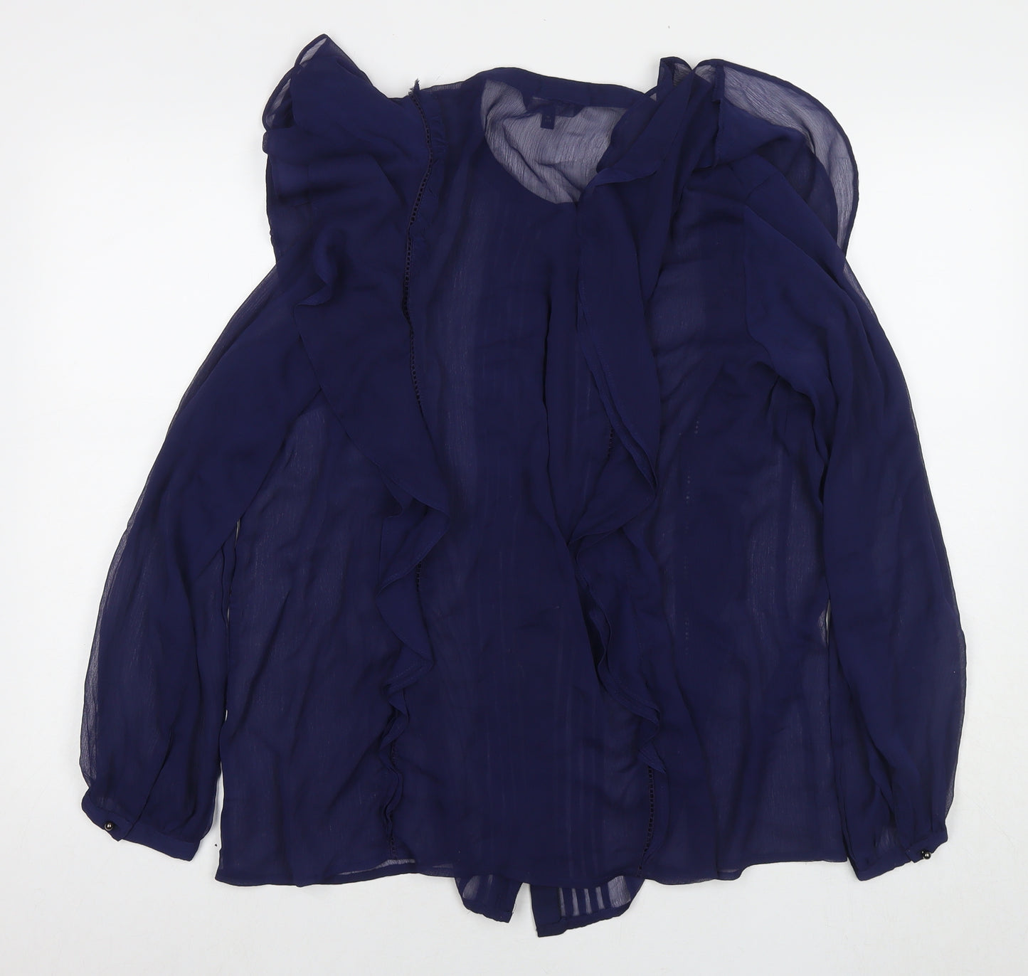 NEXT Womens Blue Polyester Basic Button-Up Size 18 Round Neck