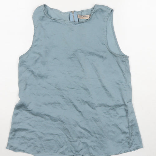 Pull&Bear Womens Blue Polyester Basic Tank Size M Round Neck